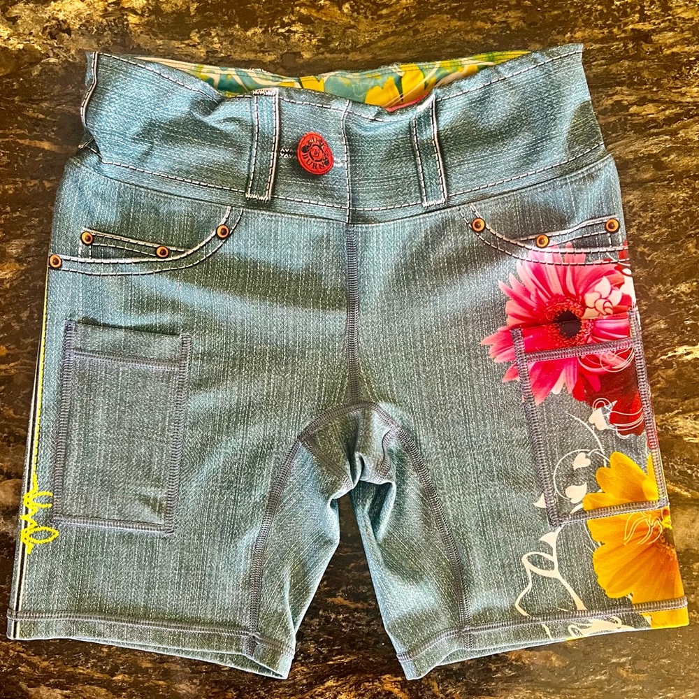 Women’s INKnBURN Wildflower Denim Shorts - Blue and Multicolor